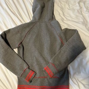 Retro Coral and heather grey Lululemon sweater zip down jacket.